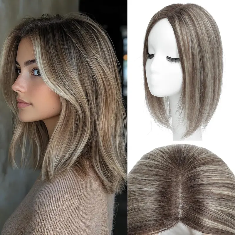 Hair Toppers for Women Real Human hair Handmade Upgrade 10  display picture 1