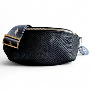 Jett Bumbag - Black Embossed Suede