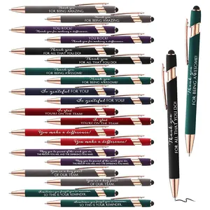 10/20/30 Pcs Inspirational Pens Set Bulk, Thank You Gifts, Motivational Quote Screen Touch Black Ink Ballpoint Pens, for Employee Teacher Coworkers Nurse Team Appreciation
