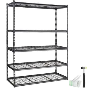 fathersdaygift VEVOR Storage Shelving Unit, 5-Tier Adjustable, 2000 lbs Capacity, Heavy Duty Garage Shelves Metal Organizer Wire Rack, Black, 60 Lx 24 Wx 78 H for Kitchen Pantry Basement Bathroom Laundry Closet
