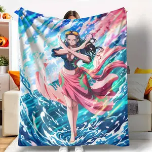 Ocean Goddess Anime Flannel Blanket Vibrant Tropical Print Element Soft Cozy Lightweight Warm Breathable Throw Perfect for Bedroom Living Room Sofa Travel Beach Gift Home Decor