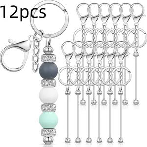 Colorful Beaded Keychain Kit, Keychain Set, DIY Keychain Pendant Making Material, Blank Keychain for Home, Friend, Colleague, Perfect Handmade Keychain Gift