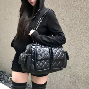 Vintage Quilted Multi-Pocket Crossbody Shoulder Bag – Large Capacity Everyday Commuter Handbag