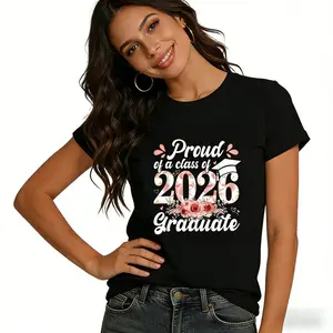 Proud of a Class of 2026 Graduate T-Shirt, 2026 Graduation Proud Family Shirt, Floral Graduation Mom Tee, Class of 2026 Graduation Gift, Rose Print Graduation Apparel