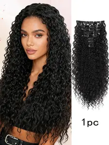 Women's 24 Inch Curly Clip Hair Extensions Set, Long Dense Synthetic Fiber Headband, Soft Artificial Wig Kit for Daily or Party Use, Synthetic Hairpieces