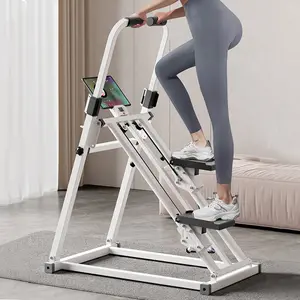 New Vertical Climbing Machine, New Version Home Fitness Stair Stepper, Sliding Machine for Full Body Workout, Compact and Foldable Climbing Machine With Adjustable Stride, Handlebars and Pedals, Suitable as a Home Gift (White)