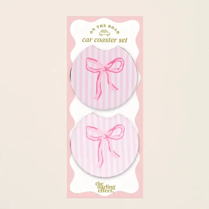 Bow Pink Car Coasters