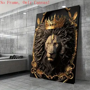 1count Frameless oil  Poster Canvas For Home Decoration, Living Room Bedroom Bathroom Kitchen Mixed Color Lion King Golden Art Deco Wall Art Canvas  - Frameless Modern Canvas Poster for Living Room, Bedroom Decor -decorative  , painting