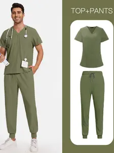 Caregiver Scrubs, Breathable Soft Workwear Uniform with Pockets for Esthetician Hospice Nursing Home Staff