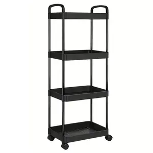 The Ultimate Space-Saving Solution! 4-Tier Rolling Utility Cart – Glide Smoothly, Store Everything, Organize Any Room