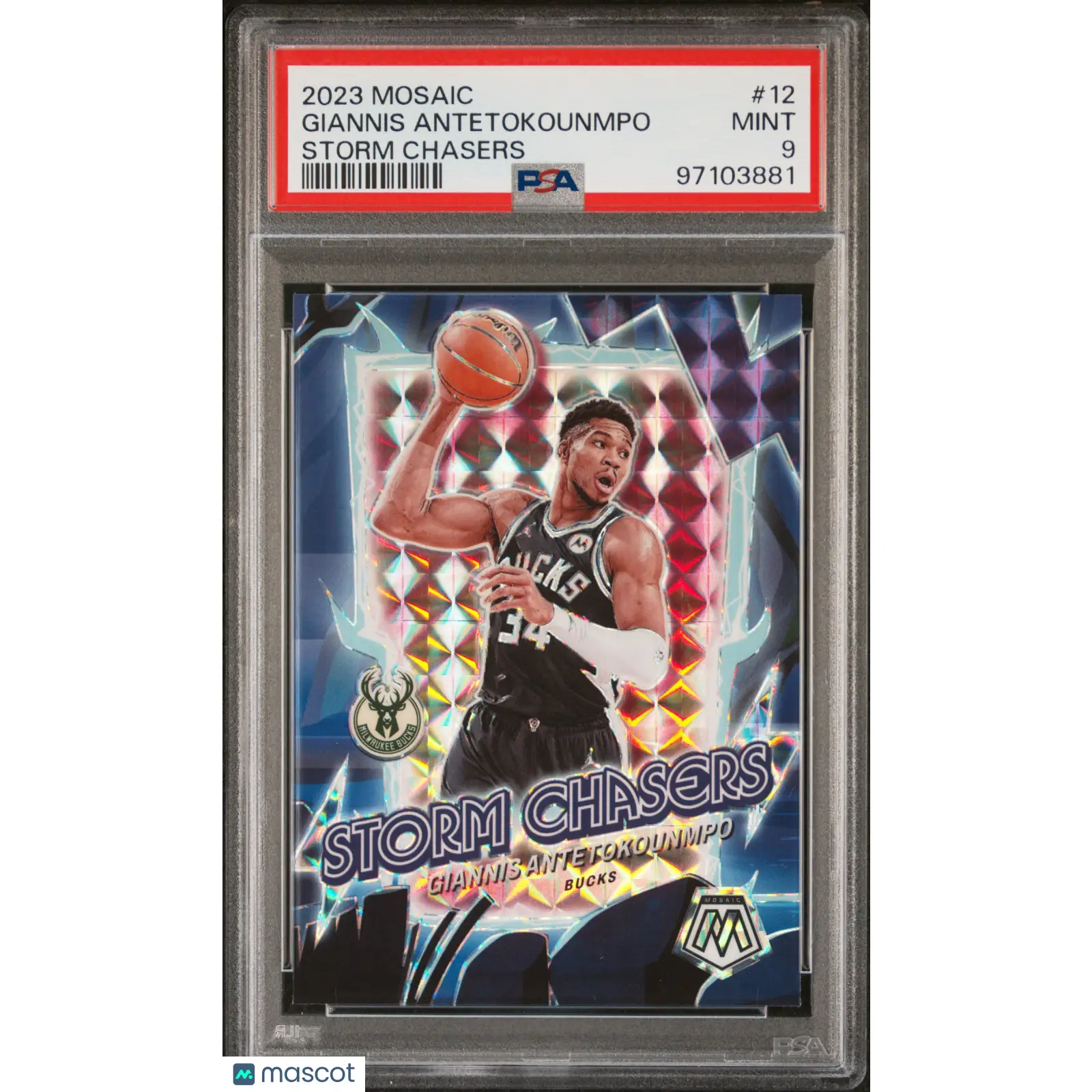 Giannis Antetokounmpo PSA 2023 Panini Mosaic Storm Chasers #12 9