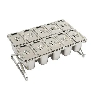 6 Compartment\ 10  Compartment Triangular Beveled Double Tier Spice Rack, Stainless Steel, Beveled Expandable Spice Rack Set, Countertop Spice Rack