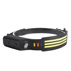 USB Charging Camping Headlight 230° Wide Beam LED with Warning Lights & Motion Sensor Waterproof Flashlight for Adults Hiking Fishing Cycling - Outdoor