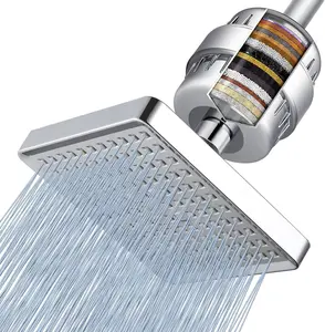 HOLENGS High Pressure Output Filtered Shower Head, 20-Stage Luxury Rainfall Shower Filter for Hard Water to Remove Chlorine and Harmful Substances, 6 Inch High Pressure Square Shower Head, Bathroom Accessories