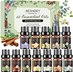 AESHORY Essential Oils Set - 12Pcs*5ML Aromatherapy Kit for Diffuser Humidifier Massage Soap Candle Making Ideal Gifts for Healthcare Wellness