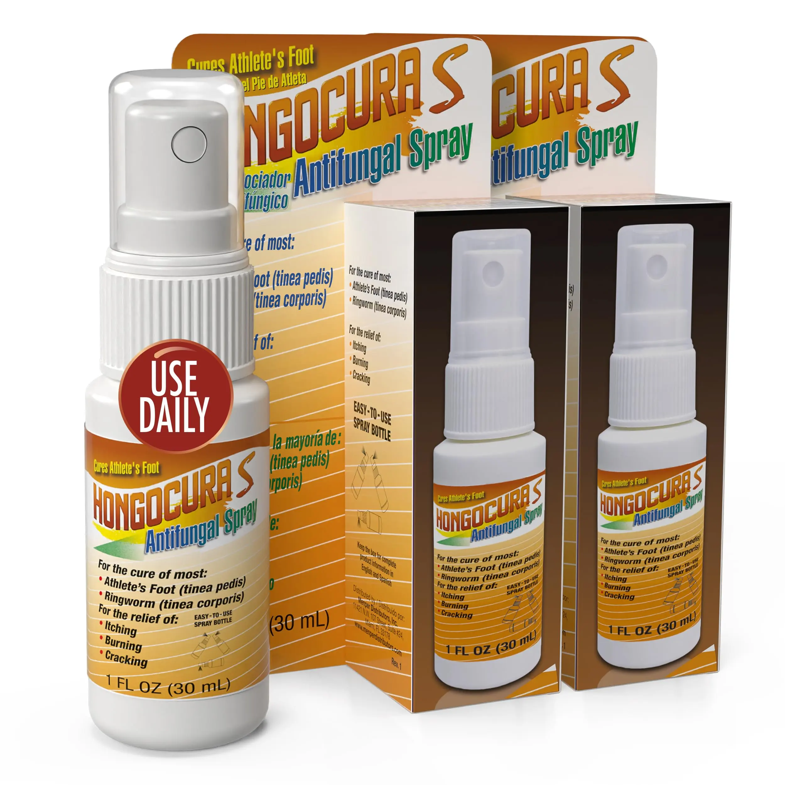 Hongocura Antifungal Spray for Athletes Foot and Jock Itch - Fast-Drying, Relieves Itching & Burning, 2 Fl Oz, 2-Pack, Treatment, Two-Pack