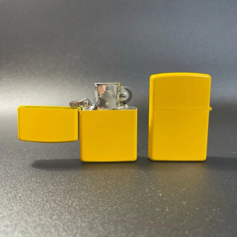 flip top lighter.  yellow full color lighter. full metal outdoor camping lighter. windproof lighter