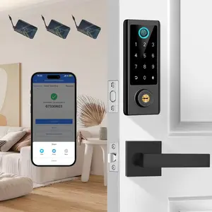 Smart Locks for Front Door with Handlesets, Keyless Entry Deadbolt with Handle Door Lever, Fingerprint Door Locks with Keypad,APP Control Smart Door Lock Handle Set, Smart Deadbolt Auto Lock, Black, Satin Nickel, Aged Bronze