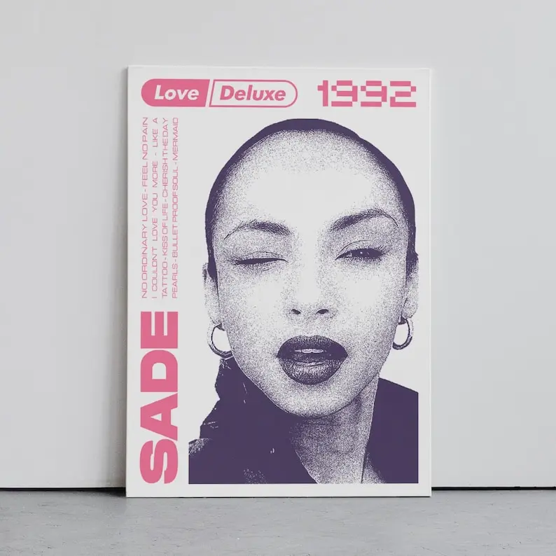Sade Adu Poster, Music Wall Art, Band Cover Graphic, Soul Music Poster, R&B Poster, Digital Art Print UNFRAMED AESTHETIC CANVAS POSTER