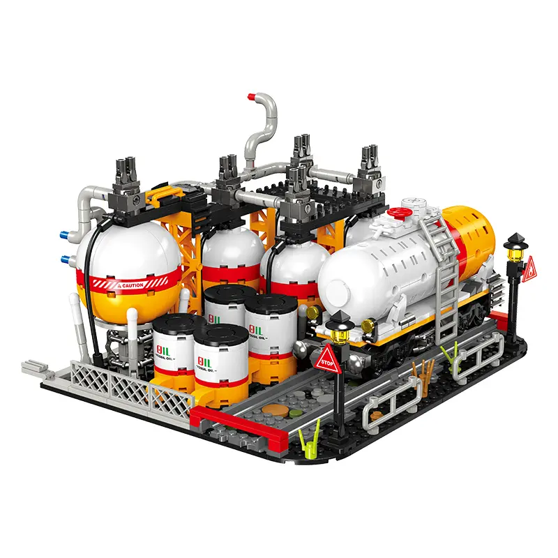 Jiestar 3-in-1 Modular Oil Rig Street View Building Blocks Set (JJ9221, JJ9222, JJ9223) - BPA-Free Modular Pieces, 2143pcs Construction Machinery, City Industrial Expansion Toy for 6+ & 12+ Kids/Adults