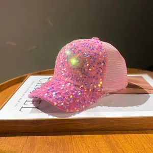 Mesh Sequin Baseball Cap – Breathable Sun Protection Fashion Hat for Women