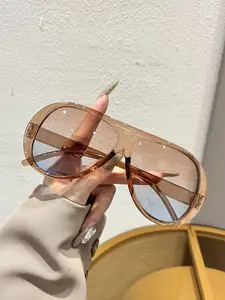 Women's Leopard Print Pilot Sunglasses, Colored Lenses, Oval Shape, Vintage Modern Style, Perfect for Street Photography & Vacation, Trendy Vintage Sunglasses