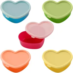 Heart Shaped Storage Box, 5 Counts/set Mini Portable Sauce Seasoning Snack Storage Box with Lid, Kitchen Spice Storage Box for Home Picnic Dining Room Barbecue