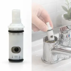 MOEN 2-Handle Replacement Cartridge 1224, genuine Moen faucet repair part, fits most 2-handle kitchen bath faucets, 2 and 3-handle tub shower valves, hot cold stem cartridge, leak repair, bathroom sink, kitchen sink, laundry utility, white plastic