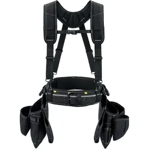 KUNN Tool Belt with Suspenders Professional Framer's Construction Rig with Suspenders and 22 Pockets for Carpenter, Electrician, Roofing