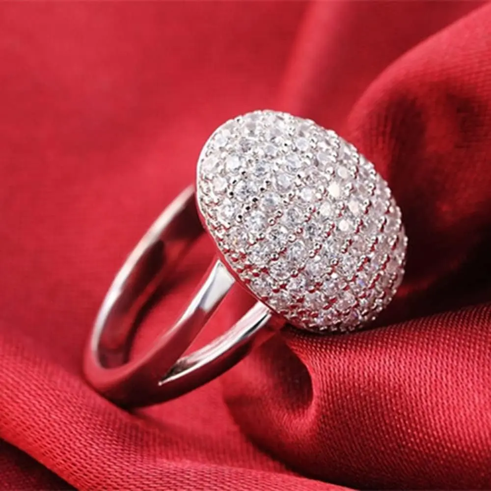 Vampire Twilight Bella's Full Drill Sparkling Crystal Band Ring Silver Plated Cubic Zirconia Souvenir Daylight Rings New Moon Breaking Dawn Bridal Engagement Wedding Finger Ban for Women Ladies