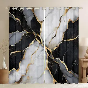Black Marble Blackout Curtains,Black And Grey Marble Window Curtain,Women Tees Boys Modern Gray Gold Abstract Art Tie Dye Decor,Gothic White Gold Bling Marble Room Decor 2 Panels,summervibes