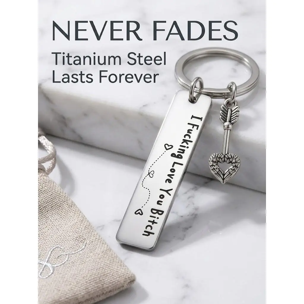 Best Friend Keychain for Women, Stainless Steel Engraved "I Love You" Keychain Pendant, Friendship Gift for Female Friends, Birthday Christmas Gift