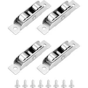 4Pcs Push-Pull Window Pulley, Sliding Door Tandem Roller Assembly, Two Rollers Wheel Metal Axles Window Pulley, Double Wheel Balance Adjustment Angle Wheel,