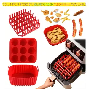 Air Fryer Accessories Set, Including Square Baking Rack, Hot Dog & Bacon Rack, 9-cavity Cake Mold, Kitchen Baking Tools