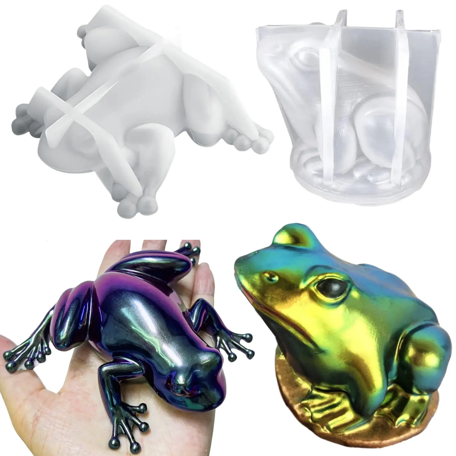 2-Piece 3D Silicone Art Mold Set - Frog, Cute Octopus Shapes for Resin Casting, DIY Crafting Ideas, Crafters, Desktop Decor, Festival Ornaments