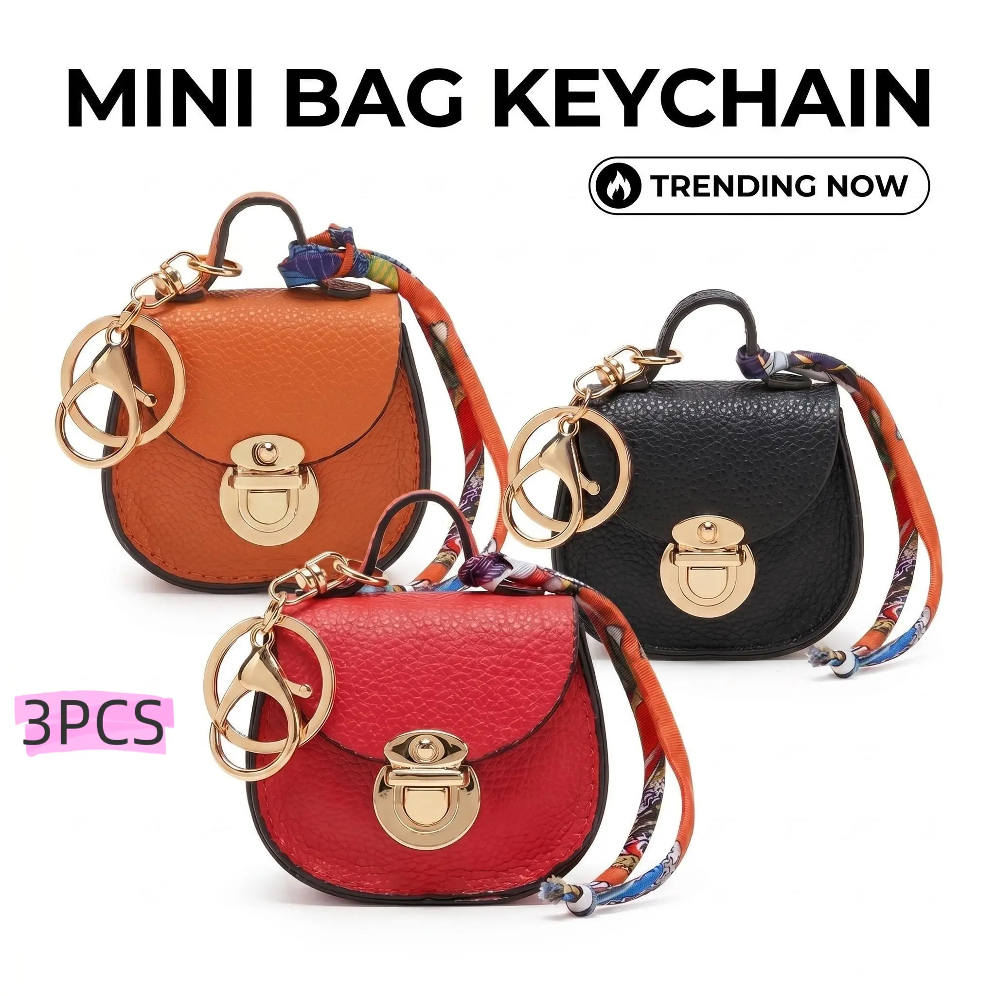 3PCS High-Quality Crafted Coin Purse Charm Set - 3" Mini Pocket-Sized Keychain Purse, Bag Charm Keychains, Compact Everyday Carry Backpack Fashion Accessories, Compact Keychain Keychains