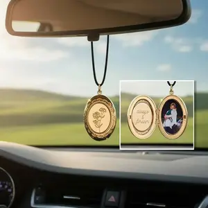 Personalized Birth Float Charm - Customized Carving Photo Lock Commemorative Rearview Mirror Gift, Customized Car Accessories, Car Interior
