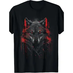 Made in USA, 180g Wolf Dark Lone Moon Savage Mythical Wild Art T-Shirt