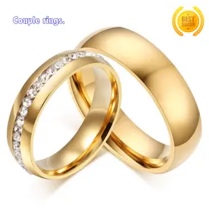 2 simple and fashionable 18k gold rings for male and female couples