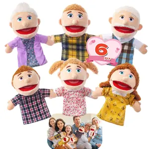 6pcs Family Hand Puppets 12 Inch Grandparents, Mom & Dad, Brother & Sister Plush Hand Puppet Toys Role-Play Toy Puppets for Kids Storytelling Imaginative Pretend Play Teaching Preschoo Valentine's Day giftsl