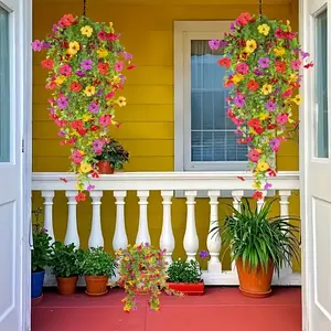 2 pieces of UV-resistant artificial hanging flowers, perfect for decorating indoor and outdoor spaces such as farmhouse-style gardens, porches, walls and window sills.