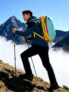 Outdoor Hiking Sport Backpack, Hiking Camping Backpack, Daypack for Hiking, Large Capacity, Colorblock Pattern, All Seasons Use, Sporty Style, Ideal for Outdoor Activities