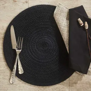 Solid Black Braided Placemats