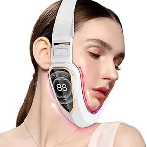 Electric V-Face beauty device with LED display screen, adjustable intensity, USB charging facial massager, ideal gift for women Chargeable White Clear Plastic Plug