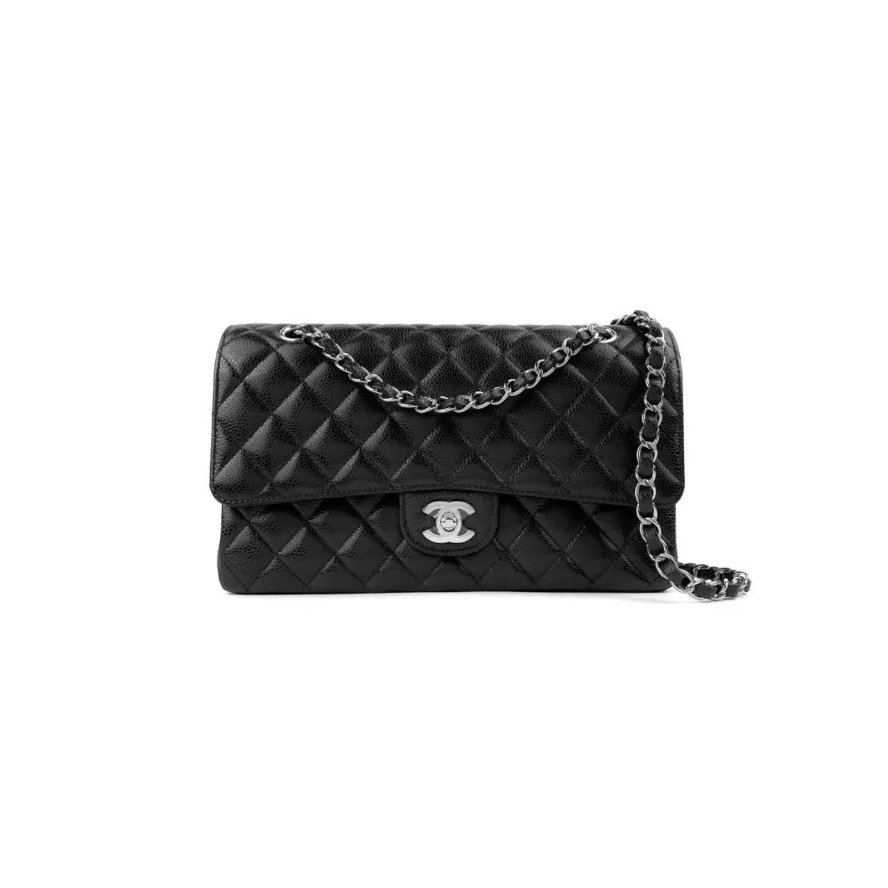 Pre-owned CHANEL Leather Shoulder Bags Black Caviar Classic Flap Small with Silver Hardware
