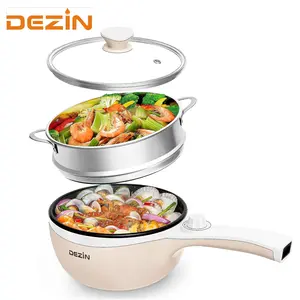 DEZIN Hot Pot Electric Non-Stick Sauté Pan 1.5L Mini Electric Fondue Pot for Cheese Stir Fry Roast Steam with Power Adjustment Perfect for Ramen Steak Multifunctional Cooker Household Appliances