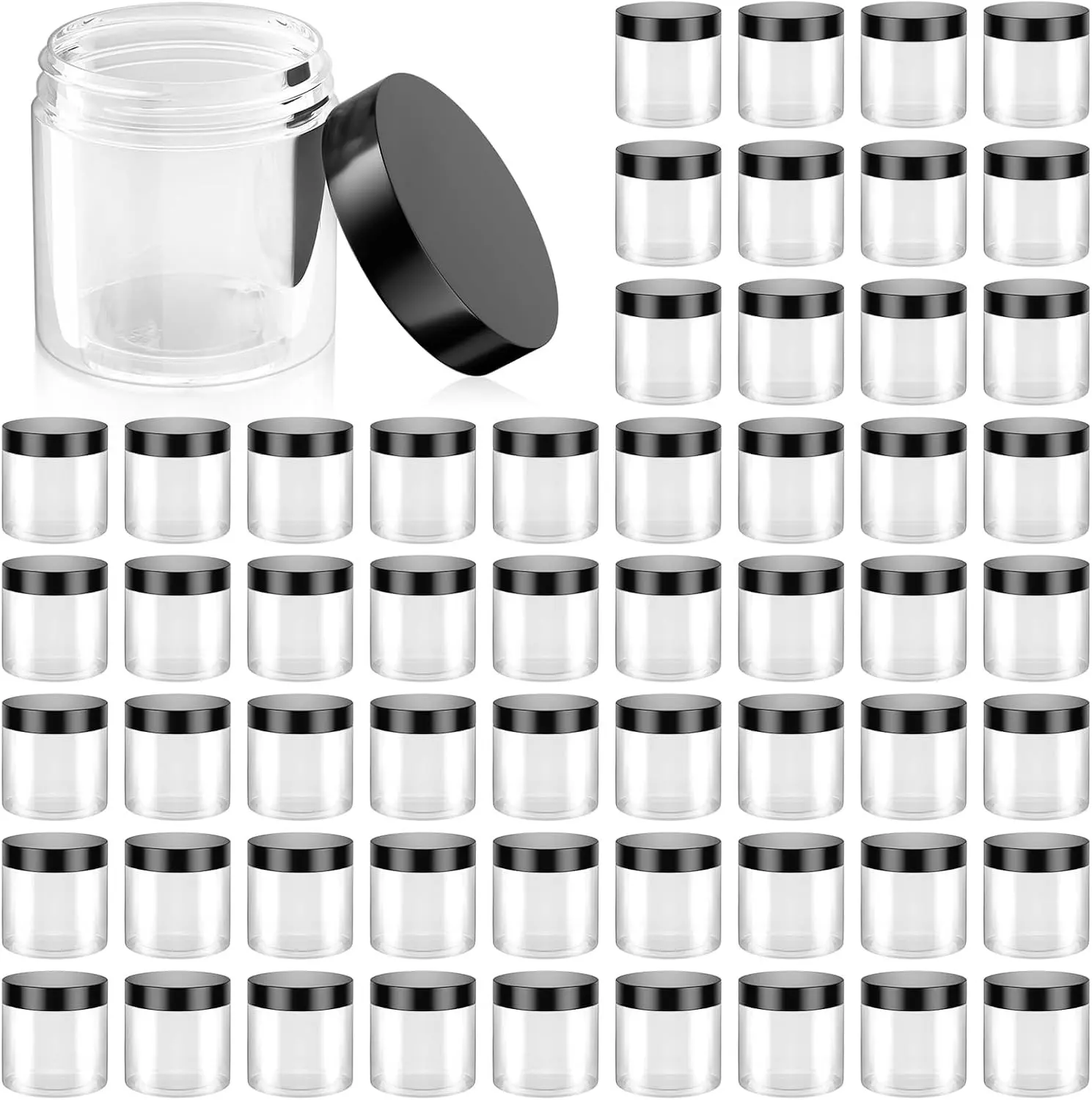 60 Pack 4 Oz Plastic Containers with Lids, Clear Travel Size Leak Proof Makeup Travel Containers BPA Free Cosmetic Slime Jars for Lotion, Cream, Body Butter, Makeup, Ointments (60)