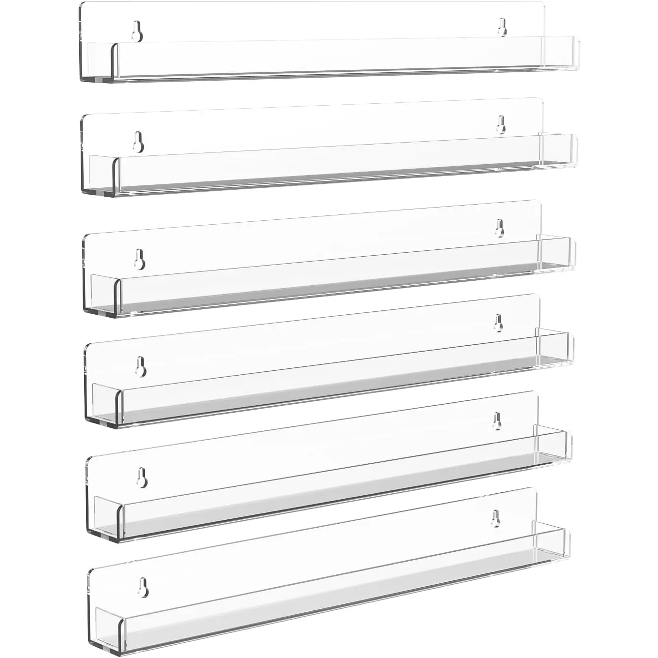 Nail Polish Shelf Wall Acrylic Clear 15 Inch Rack Sunglass Organizer Multi-Purpose Floating Shelves for Beauty Salons Retailer Dressing Room (6 PCs)