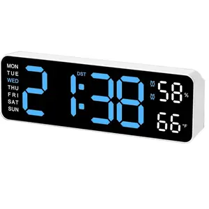 LED Digital Alarm Clock with Dual Alarm, Digital Wall Clock for Home Bedroom & Office, 10" Large Display Digital Desk Clock with Temperature/Humidity/Week/Adjustable Dimmer - 12/24H, Minimalist Clock Light Set, Christmas Gifts, Thanksgiving Home Decor