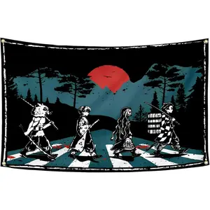 Demon Slayer Anime Aesthetic Tapestry Funny Flag Banner Wall Hanging Wall Décor for Dorm Bedroom Home Décor